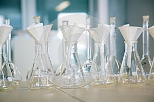 Flask in a pharmacology laboratory