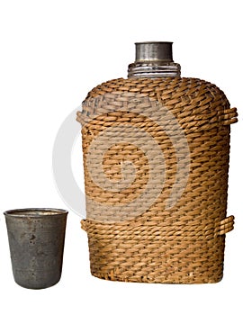 Flask of woven twigs