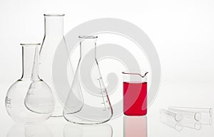 Flasks in the chemical laboratory