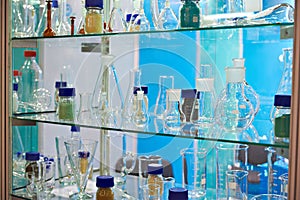 Flasks in chemical laboratory