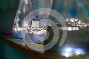 Flasks with chemical reagents