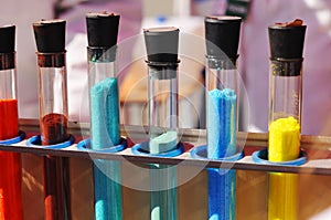 Flasks with colorful ingridients