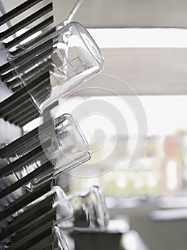 Flasks On Drying Rack In Laboratory