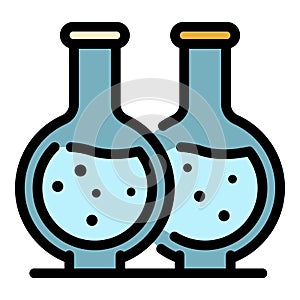 Flasks with liquid icon color outline vector