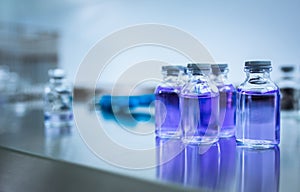 Flasks with liquids in a lab - Pharmaceutical industry factory and production laboratory photo