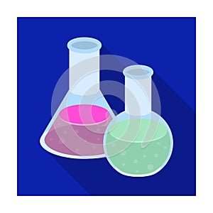 Flasks with reagents. Chemistry in school. Chemically, experiments.School And Education single icon in flat style vector
