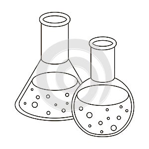 Flasks with reagents. Chemistry in school. Chemically, experiments.School And Education single icon in outline style