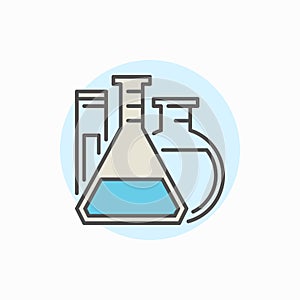 Flasks and test tube colorful icon