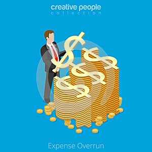 Flat 3d isometric business money over limit vector