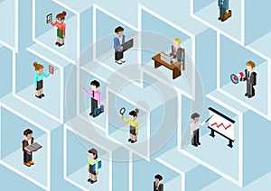 Flat 3d isometric business people professional diversity concept