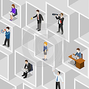 Flat 3d isometric business people professional diversity concept
