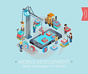 Flat 3d isometric design concept web infographic