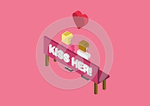 Flat 3d isometric design concept web infographic kiss her