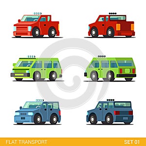 Flat 3d isometric funny city road transport icon set