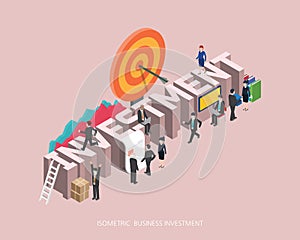 Flat 3d isometric illustration investment concept design, Abstract urban modern style, high quality business series.