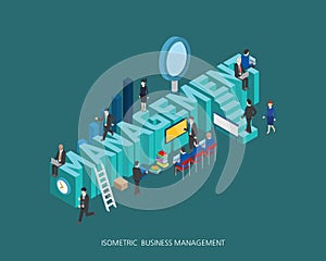 Flat 3d isometric illustration management concept design, Abstract urban modern style, high quality business series.