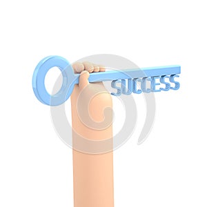 Flat 3d isometric key to success in business concept web infographics 3d illustration. Big male hand hold key