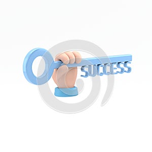 Flat 3d isometric key to success in business concept web infographics 3d illustration. Big male hand hold key