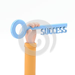 Flat 3d isometric key to success in business concept web infographics 3d illustration. Big male hand hold key