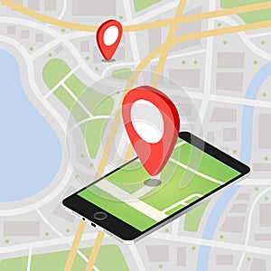 Flat 3d isometric mobile GPS navigation maps