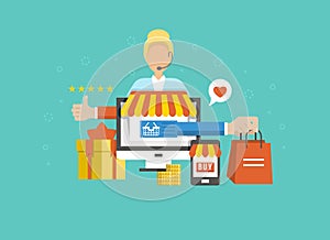 Flat 3d isometric online store e-commerce web infographic concept vector. Internet sale shopping cart, payment, checkout