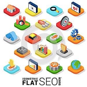 Flat 3d isometric SEO search engine optimization icon