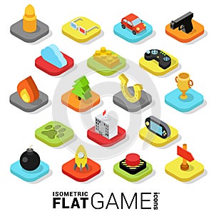 Flat 3d isometric trendy vector game gaming web mobile app