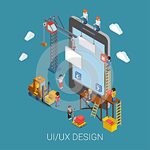 Flat 3d isometric UI/UX design web infographic concept