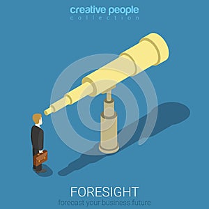Flat 3d isometric vector foresight forecast look future business
