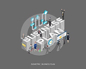 Flat 3d isometric vector illustration business plan concept design, Abstract urban modern style, high quality business series