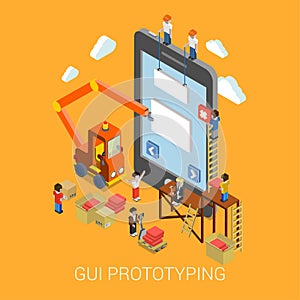 Flat 3d mobile GUI interface prototyping web infographic
