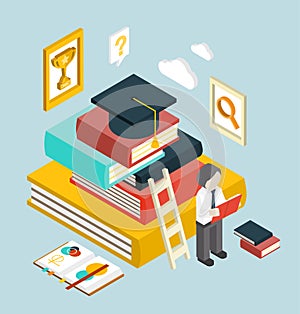 Flat 3d Web Isometric Education Graduation Infographic