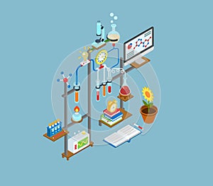 Flat 3d web isometric scientific lab infographic concept icon