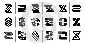 Flat abstract monogram letter Z logo set photo