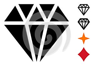 Flat Adamant Crystal Vector Icon Illustration