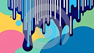 flat aesthetic linear dripping blue paint on multicolo ai generated