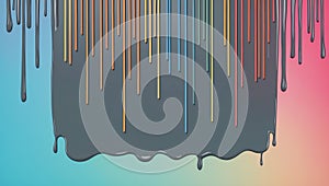 flat aesthetic linear dripping grey paint on multicolo ai generated