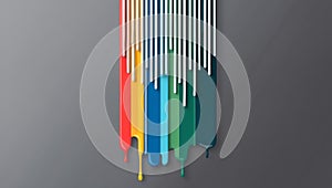 flat aesthetic linear dripping multicolor paint on gre ai generated