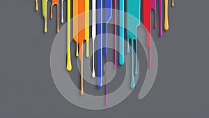 flat aesthetic linear dripping multicolor paint on gre ai generated