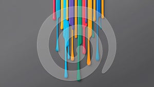 flat aesthetic linear dripping multicolor paint on gre ai generated