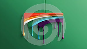flat aesthetic linear dripping multicolor paint on gre ai generated
