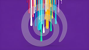 flat aesthetic linear dripping multicolor paint on pur ai generated