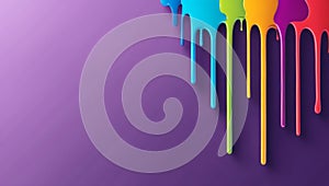 flat aesthetic linear dripping multicolor paint on pur ai generated