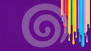flat aesthetic linear dripping multicolor paint on pur ai generated