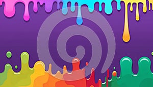 flat aesthetic linear dripping multicolor paint on pur ai generated