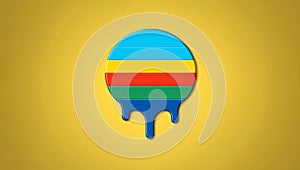 flat aesthetic linear dripping multicolor paint on yel ai generated