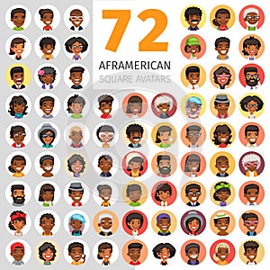 Flat African American Round Avatars