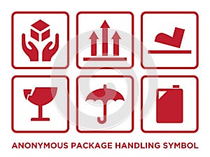 Flat anonymous package handling symbol with red color