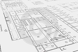 Flat architectural drawing and plan