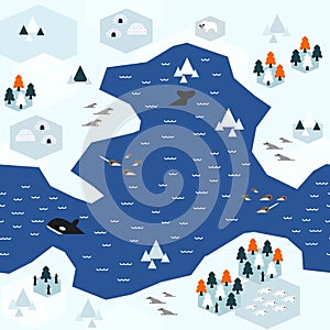 Flat Arctic Map Pattern Variant A